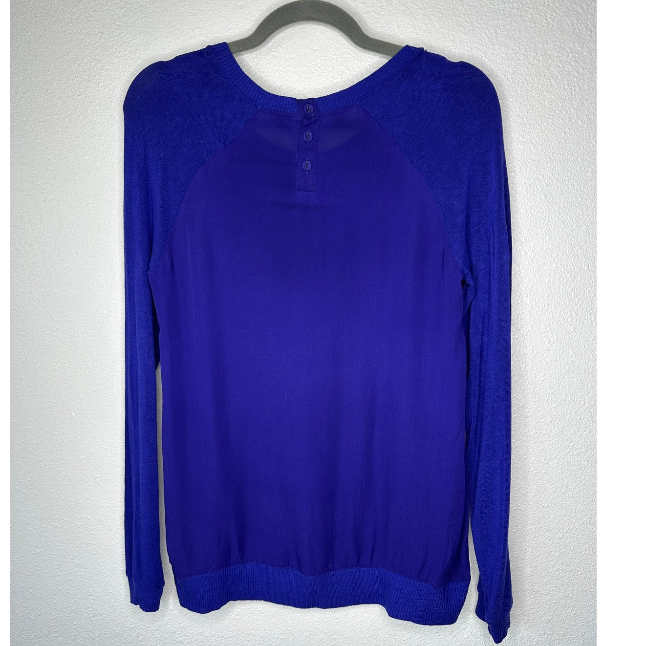 Bella Luxx Purple Mixed Media Raglan Long Sleeve Thin Sweater Top S