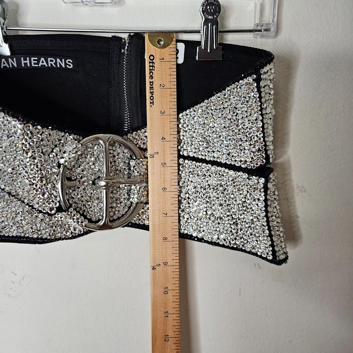 RARE Unique Bryan Hearns Bejeweled Criss Cross 90s Designer Belt with Zip Back