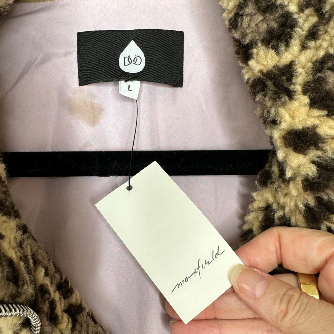 NWT DUO LTD Zinko Beige & Black Cheetah Print Fuzzy Long Sleeve Jacket L
