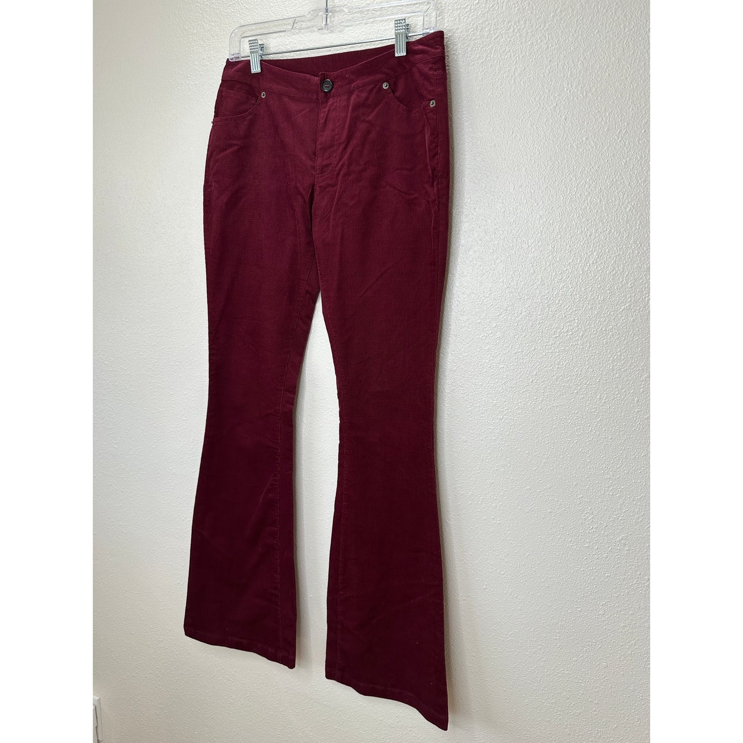 Jack Burgundy Red Corduroy Flare Low Rise Pants S