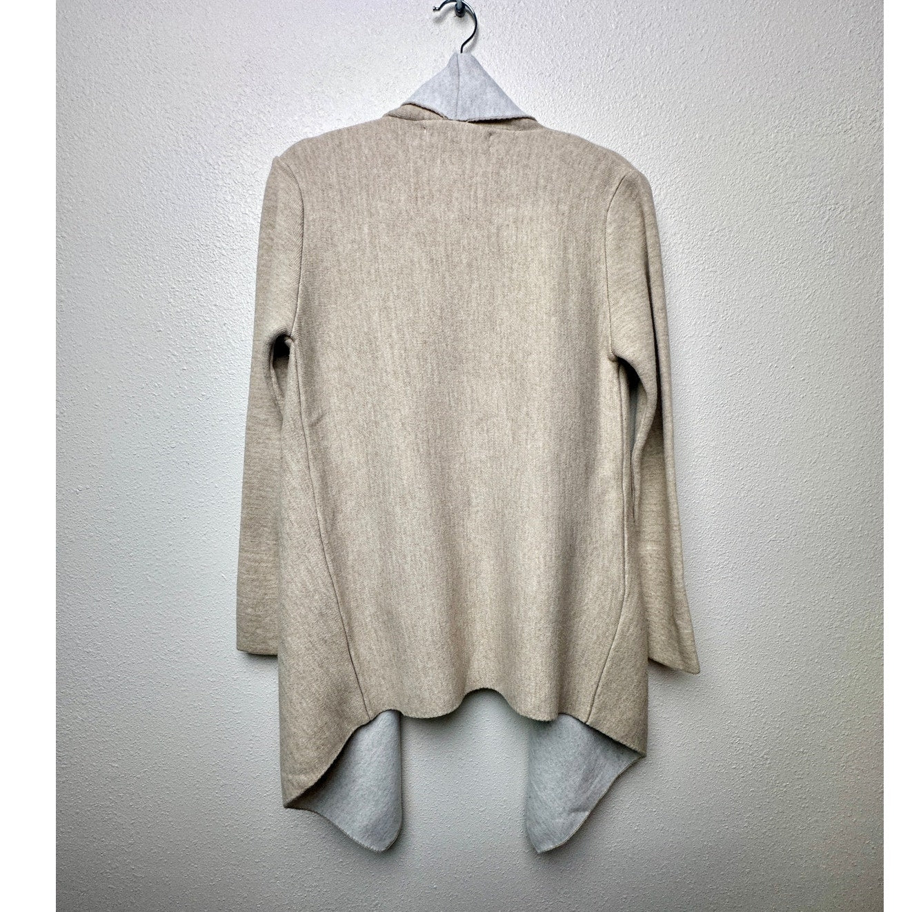 Zara Knit Two-Tone Waterfall Cardigan Sweater Tan/Cream Women M