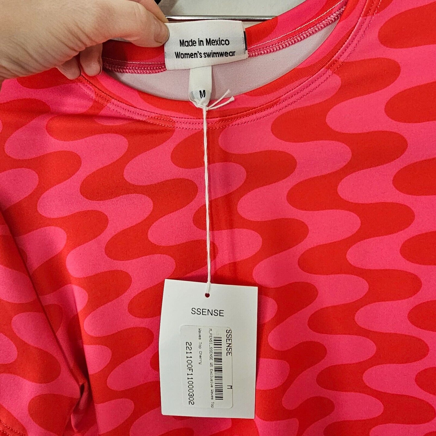 NWT Fensi Ssense Red Pink Wave Wrap Skirt & Short Sleeve Top M