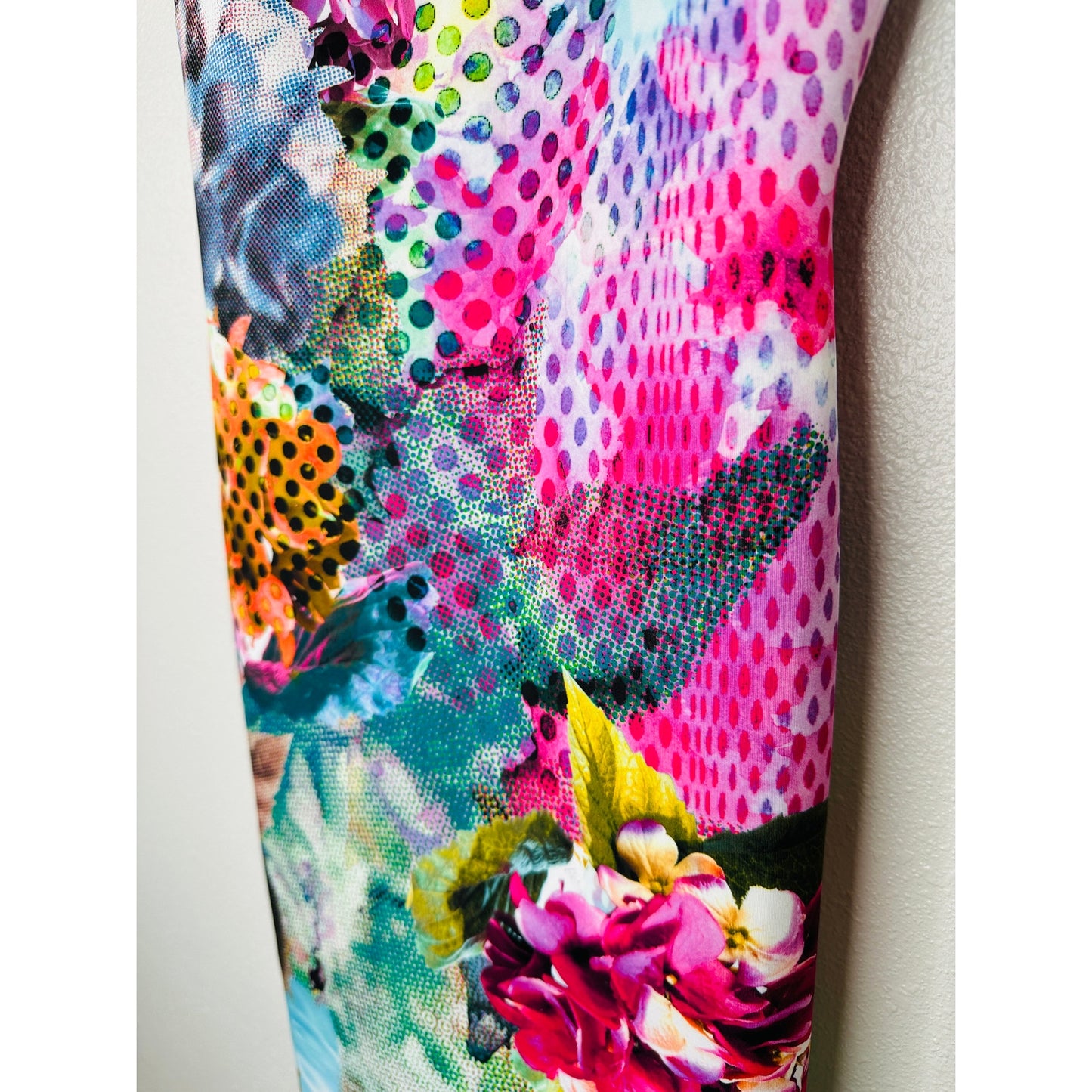 Clover Canyon Pool Flower Neoprene MultiColor Aqua Bodycon Dress XS