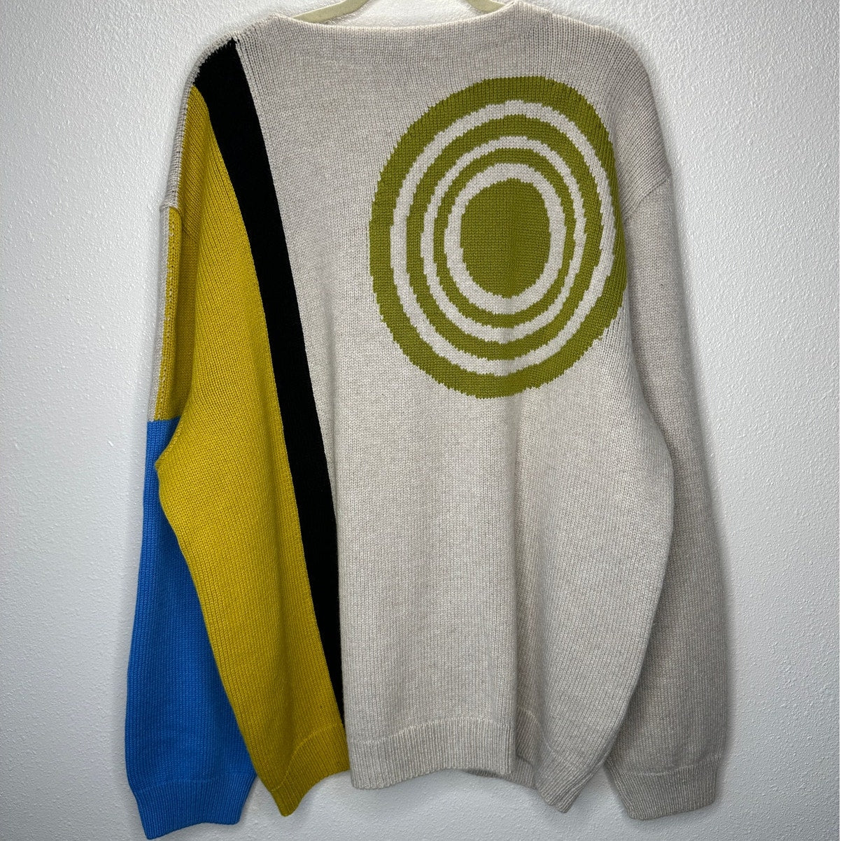 The Elder Statesman Tan Blue Green Block & Spiral Cashmere Cardigan L