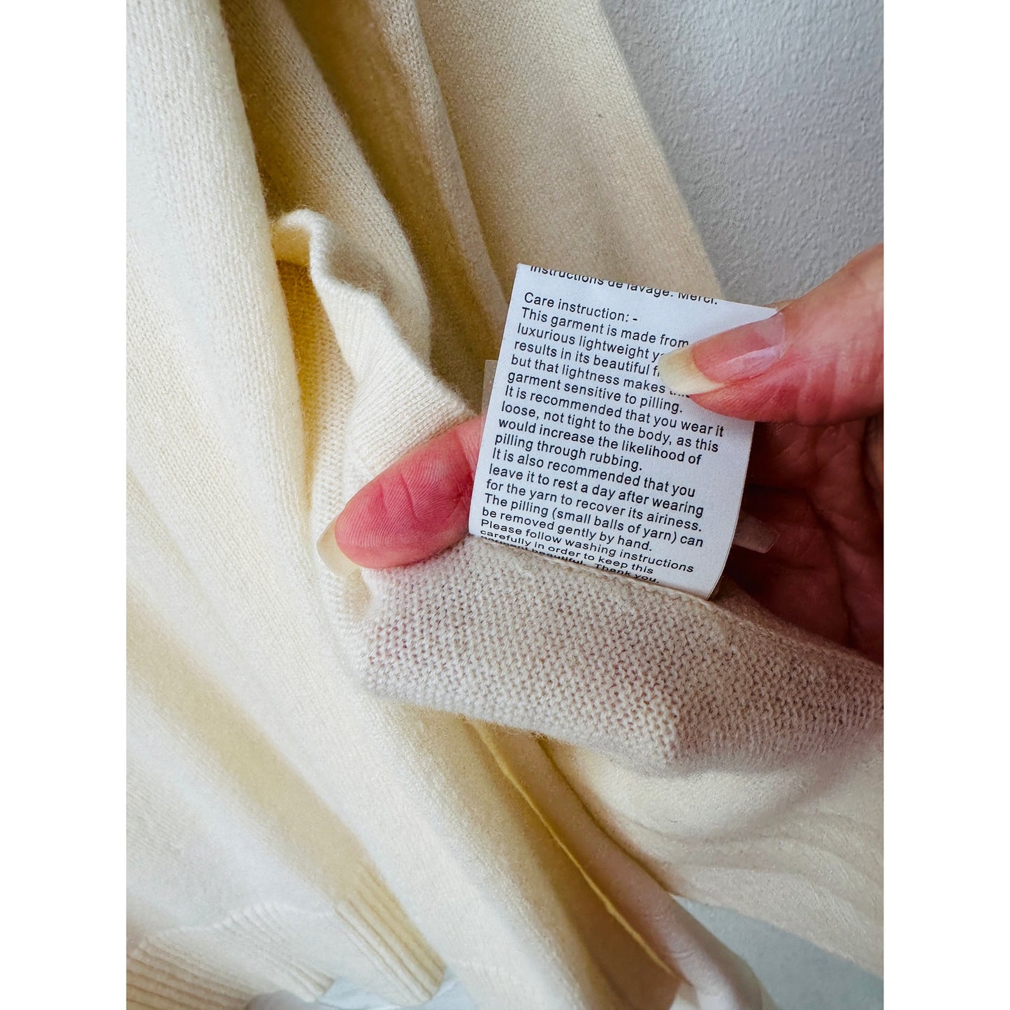 Magaschoni Sweater Cream Women US M 100% Cashmere Layered