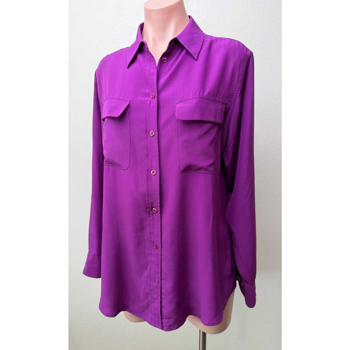 Equipment Purple Silk Button Front Shirt Women S