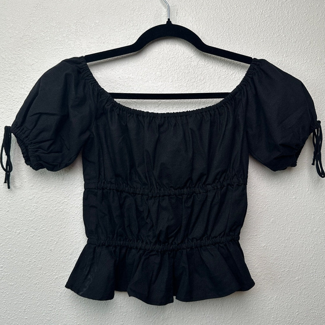 Majorelle Hearst Top Black XS Off Shoulder Puff Sleeve