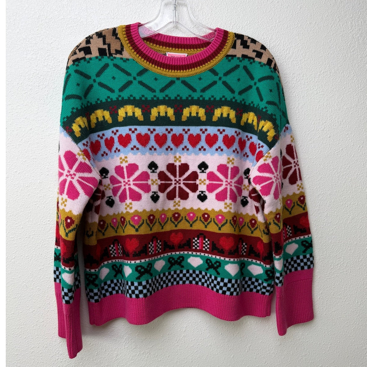 Kate Spade Multicolor Wool Mohair Floral Heart Sweater - S