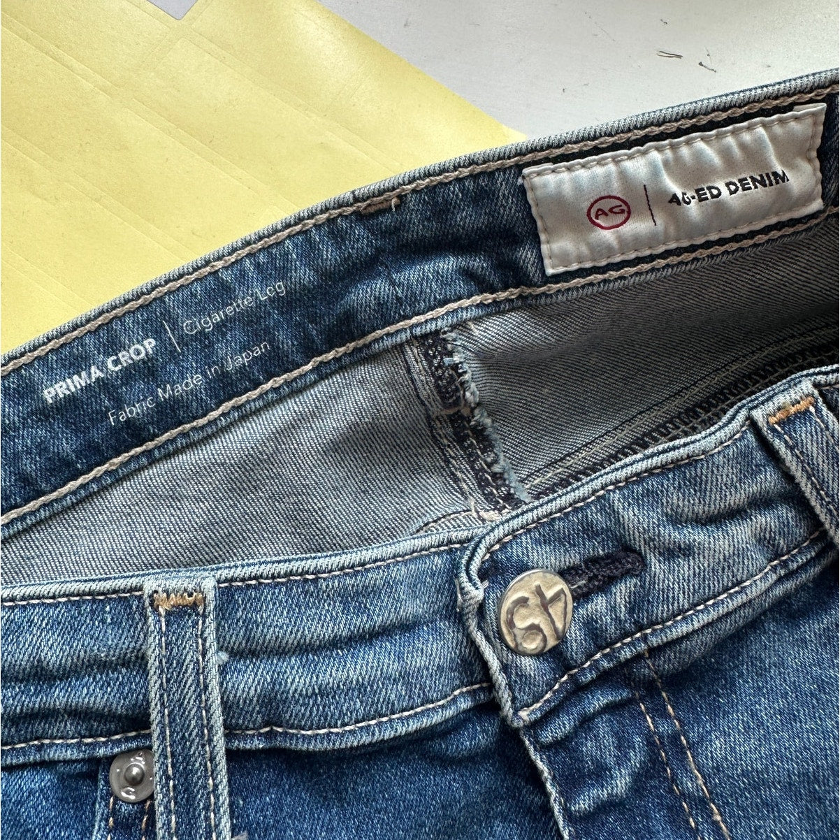 AG Muted Medium Wash Prima Crop Cigarette Leg Japanese Fabric Jeans 29