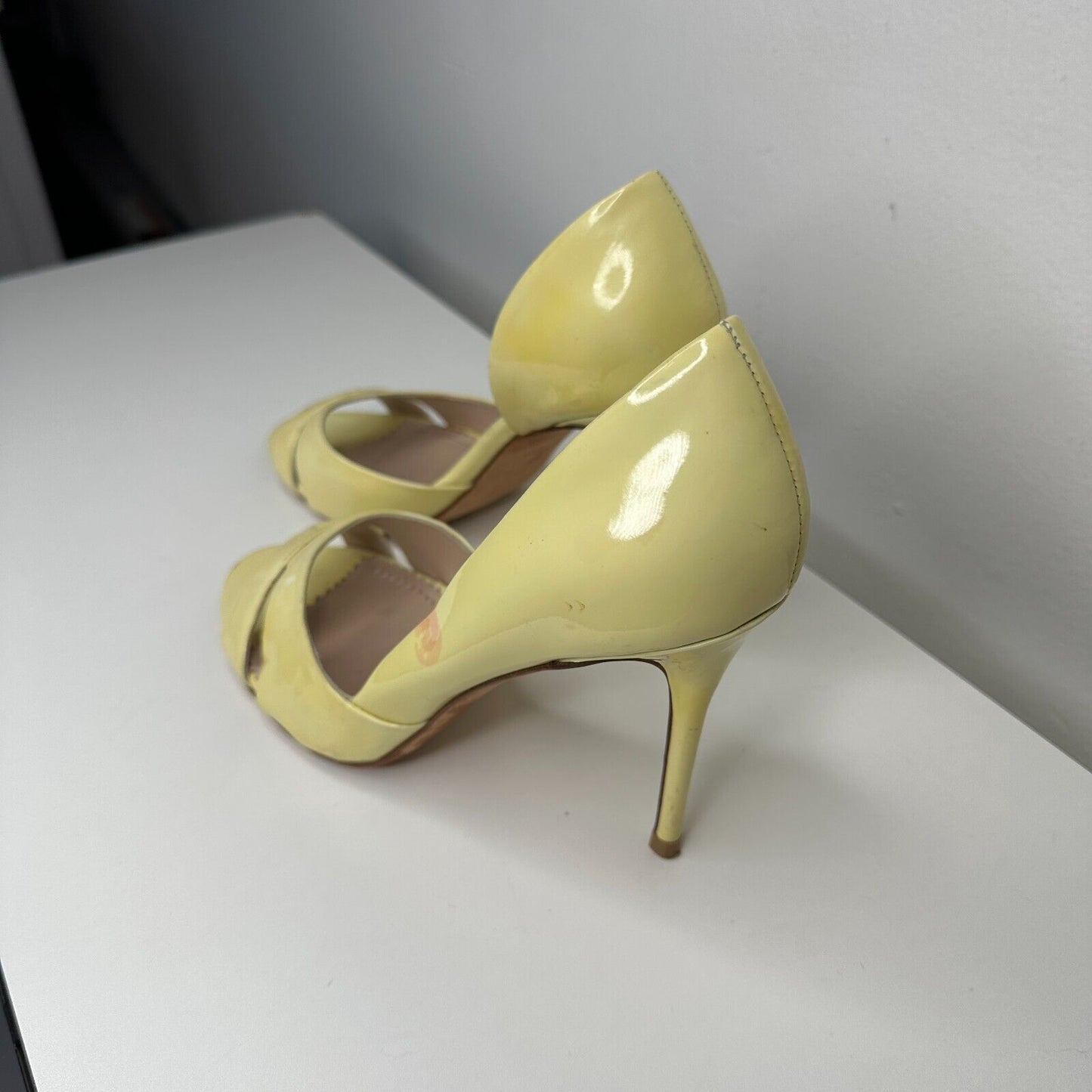 Jean-Michel Cazabat Yellow Olina Open-Toe D'Orsay Leather Stiletto Heel 38 7.5