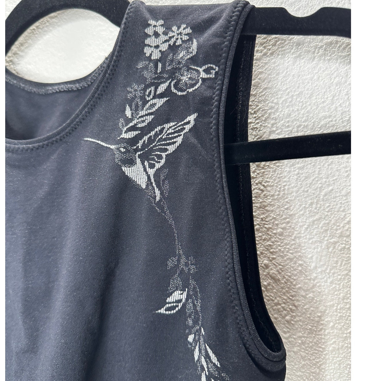 Lucas Hugh Black Technical Knit Hummingbird Crop Top & Leggings Set M