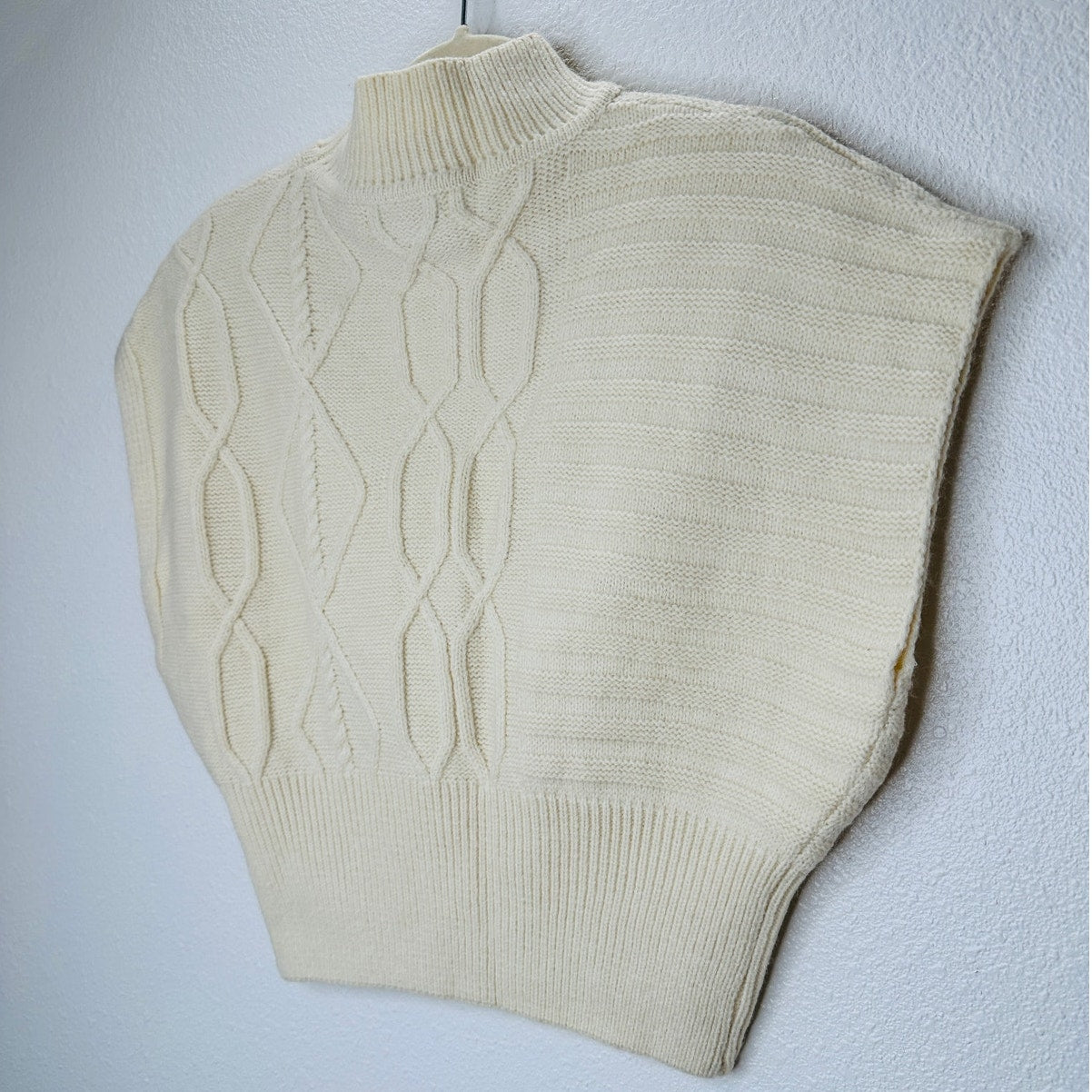 Emory Park Cream Mock Neck Geometric Knit Sweater Vest S