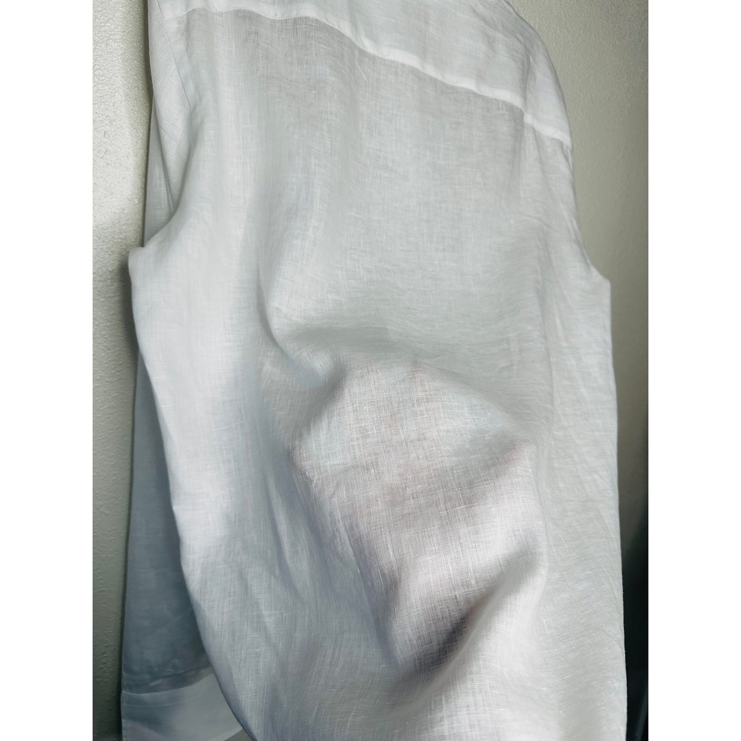 100% Capri Off White Dusty Blue Embroidered Pebble Rock Button Down Shirt XXL