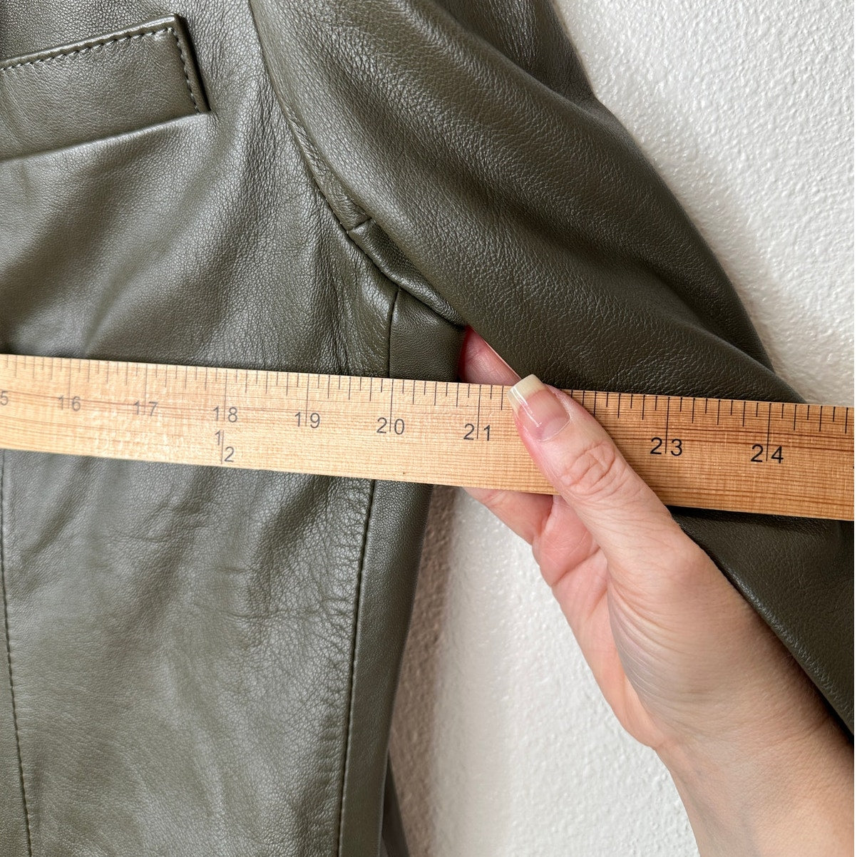 Faux Leather Green Brown Collared Front Button Blazer Jacket XL