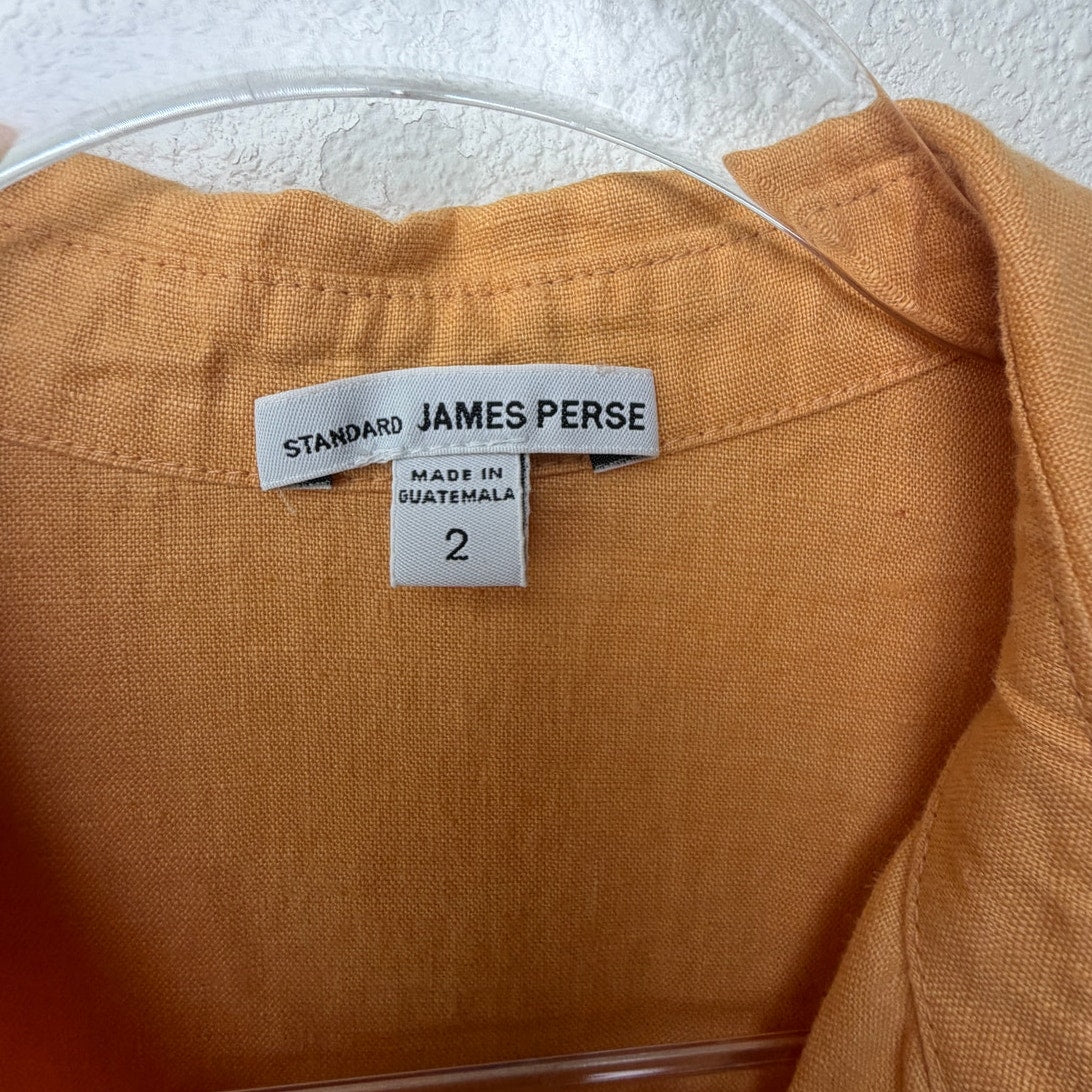 James Perse Mustard Gold Linen Button Front Shirt Dress Women's US M
