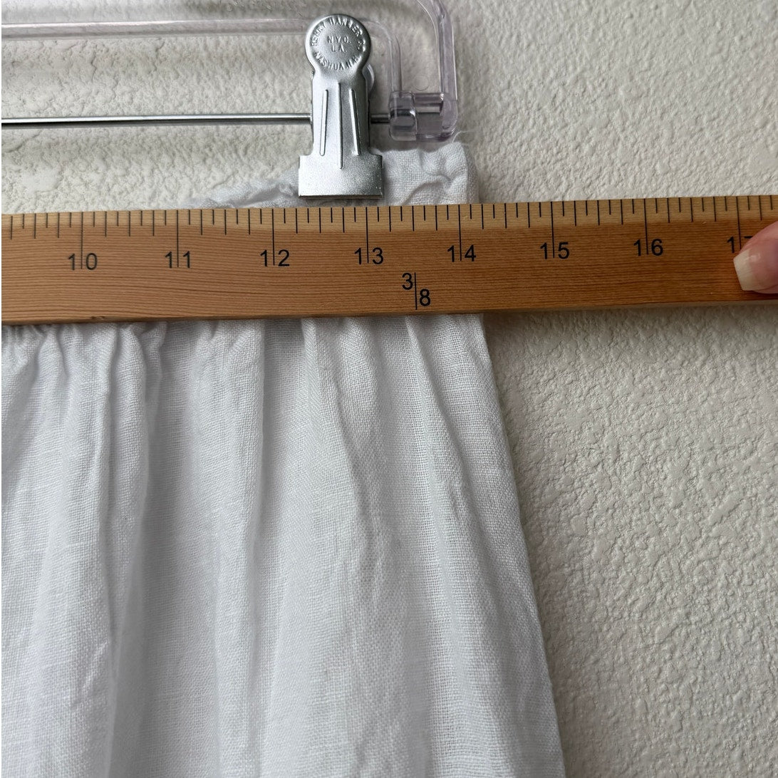 Nati White Linen Wide Leg Palazzo Pants High Rise Drawstring