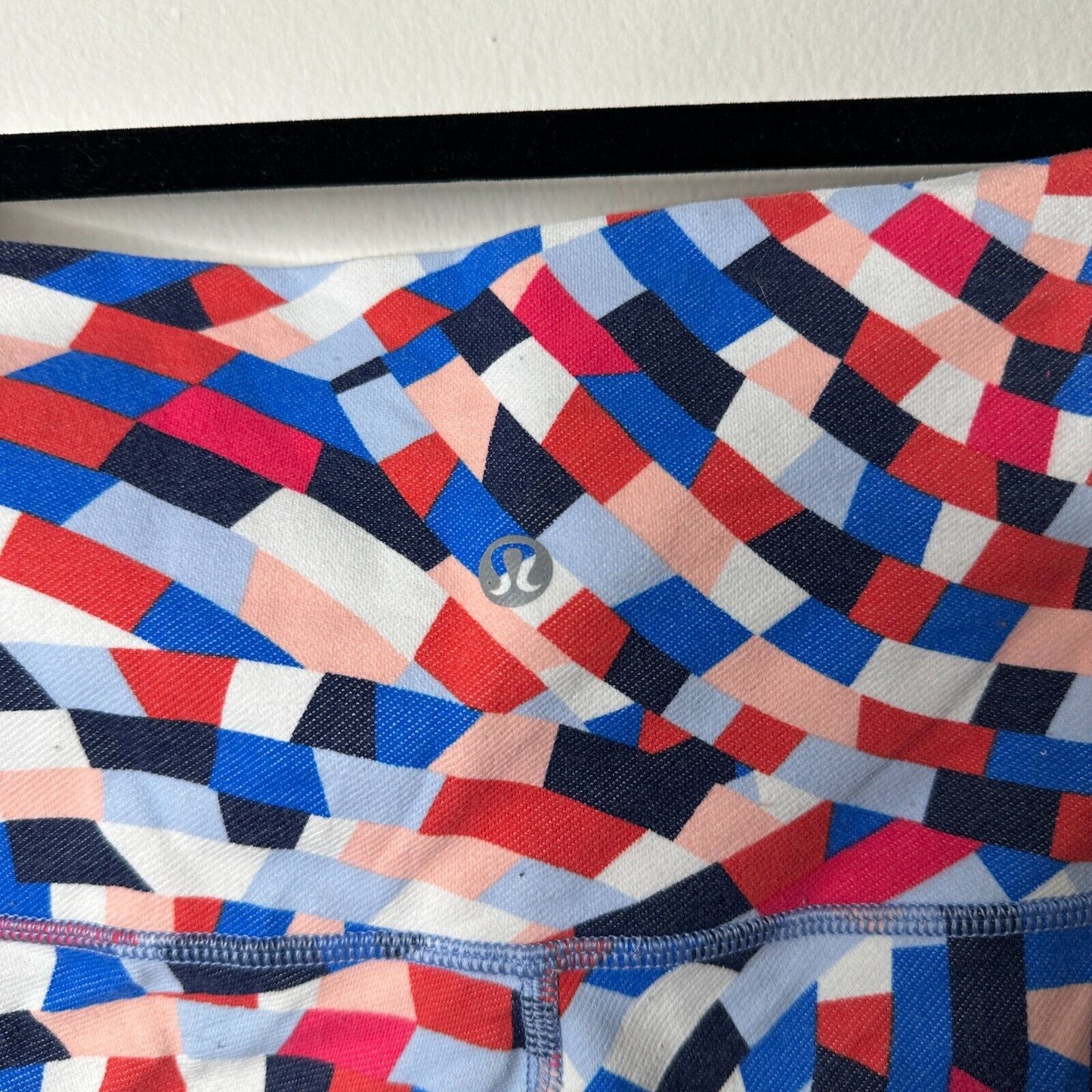 Lululemon Wunder Under Multi Blue Red White Geometric Capoeira Leggings 8