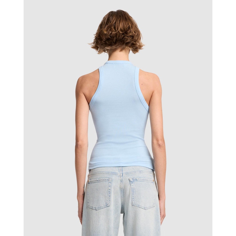 7 For All Mankind Baby Blue High Neck Ribbed Tank Top M