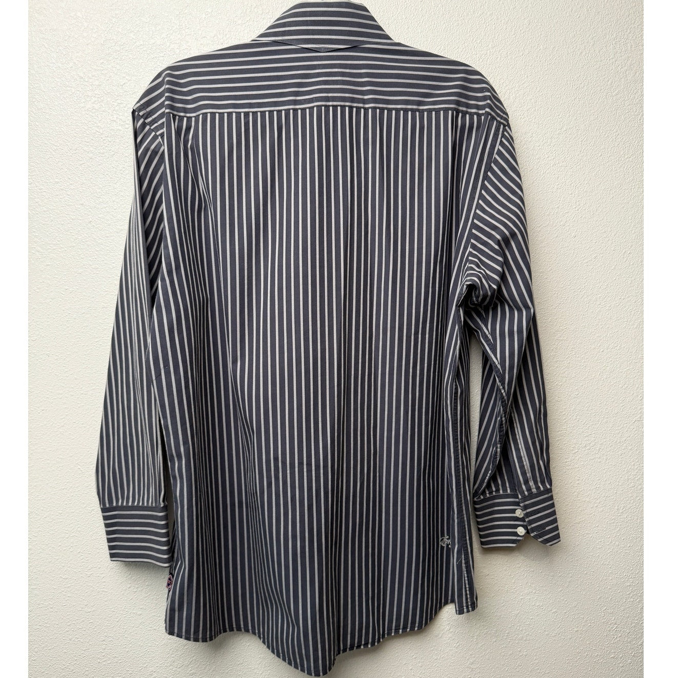 English Laundry Stripe Button Front Long Sleeve Shirt L Gray
