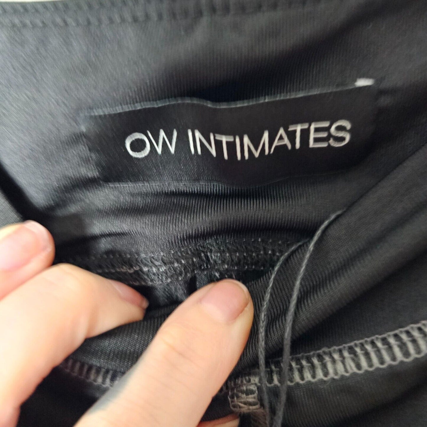 NWT OW Intimates Black with Gray Top Stitching Leggings Side Mesh Insert S