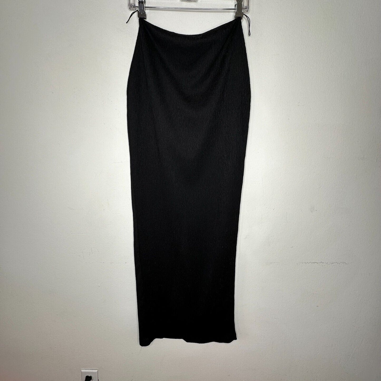 NWT Rumer Black High Waist Pencil Tucker Maxi Elastic Back Slit S
