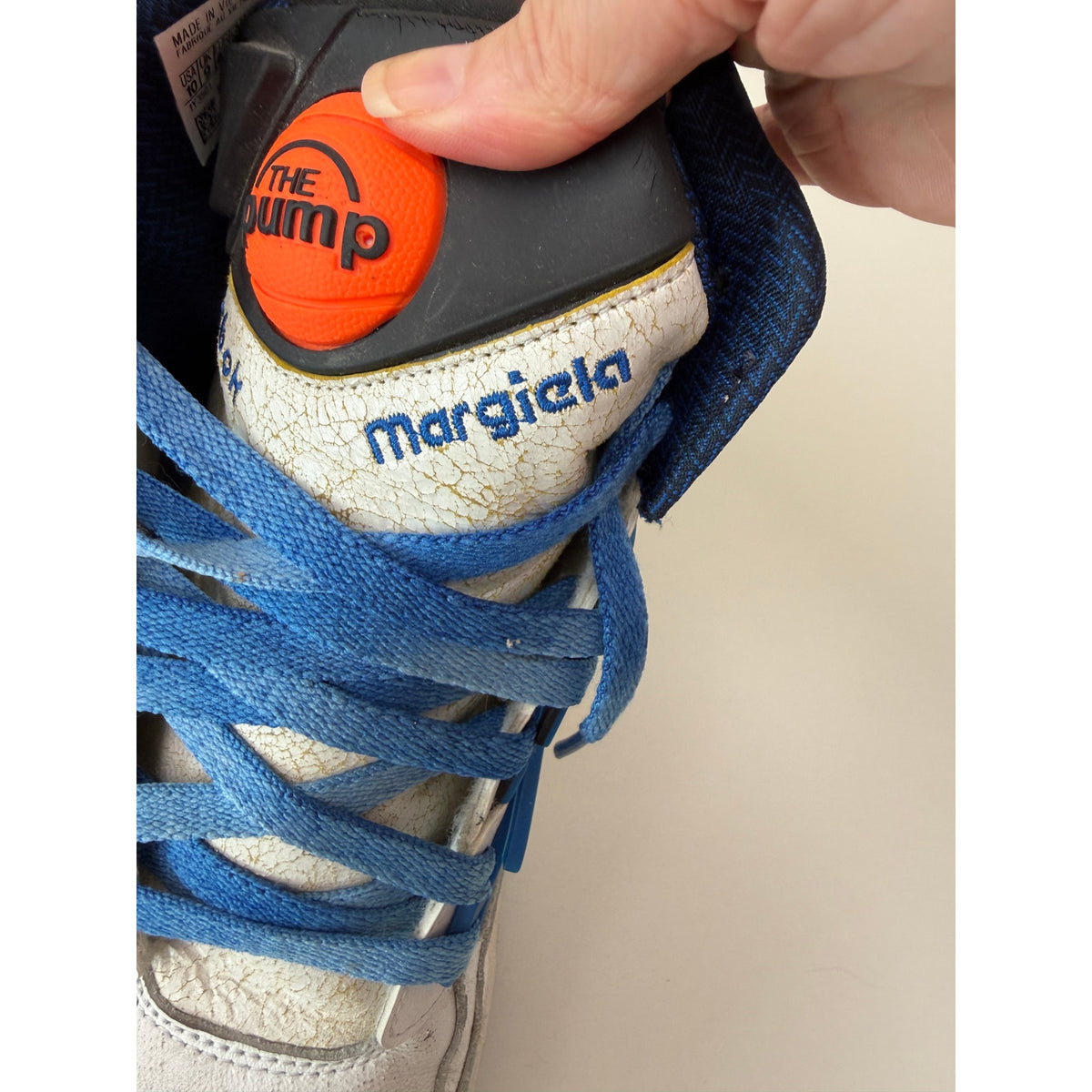Margiela x Reebok White Blue Pump Sneakers Men's US 10