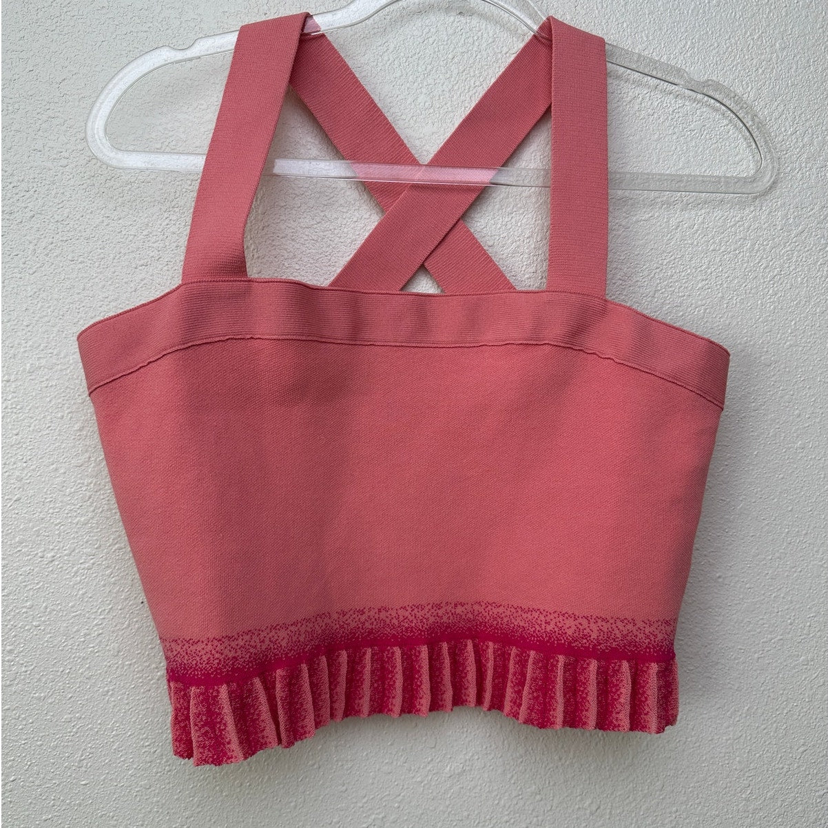 Derek Lam 10 Crosby Pink Ruffle Hem Sweater-Knit Crop Top Women’s L