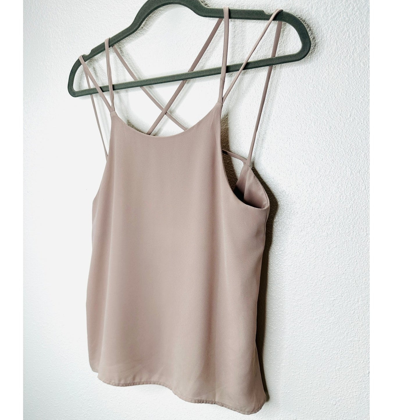 Lisakai Taupe Strappy Flowy Low Back Tank Top Blouse S