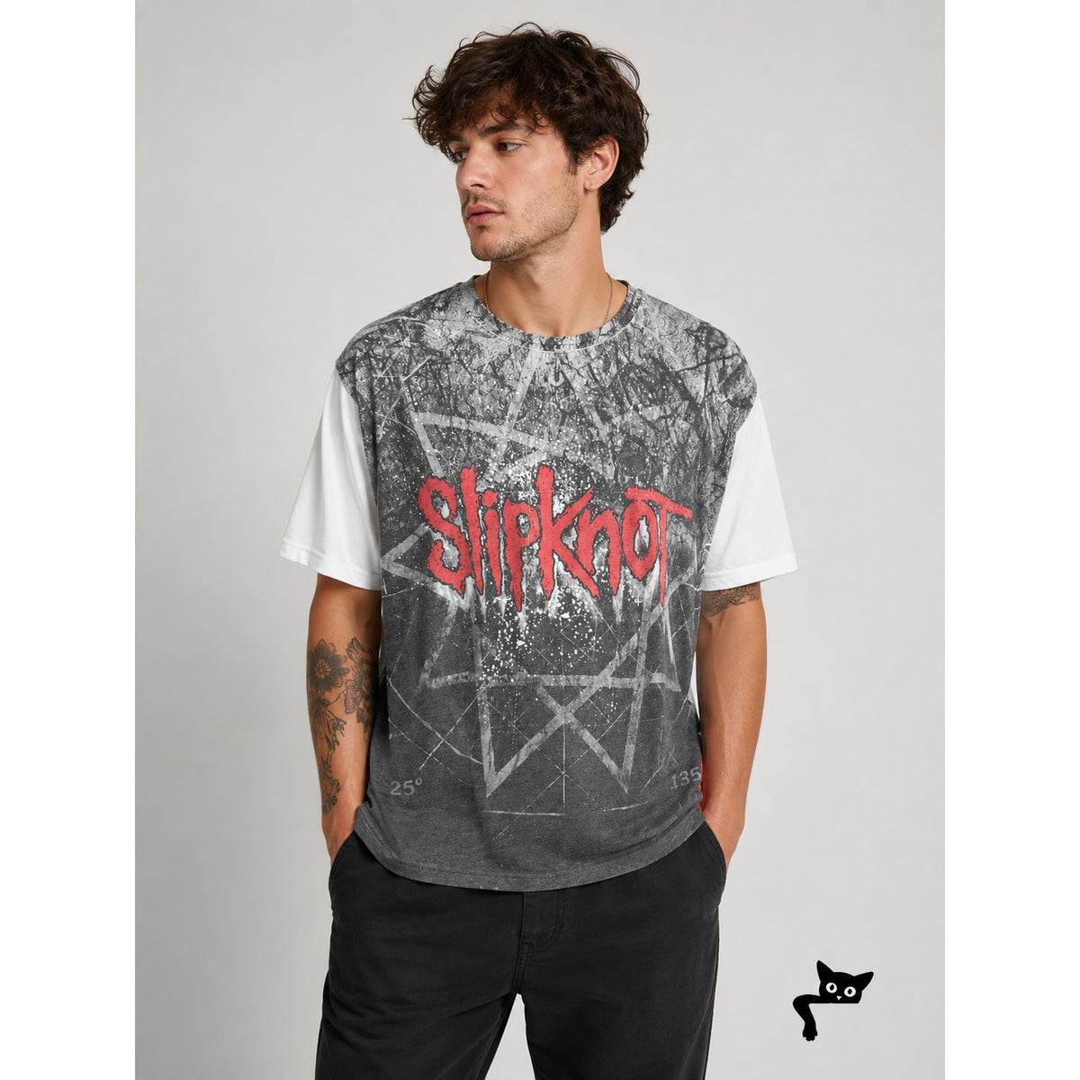 NWOT Slipknot Gray & Red Slipknot Graphic White Back Tee Short Sleeve 2XL