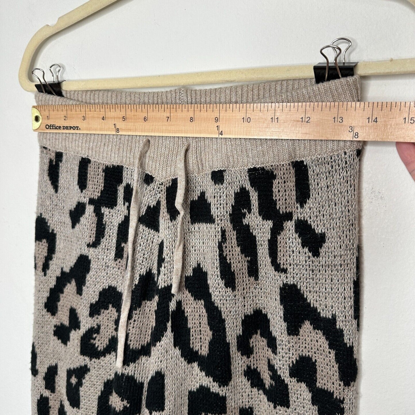 Olivaceous Tan Black Cheetah Print Jogger Pajama Pant Wide Drawstring Waist L