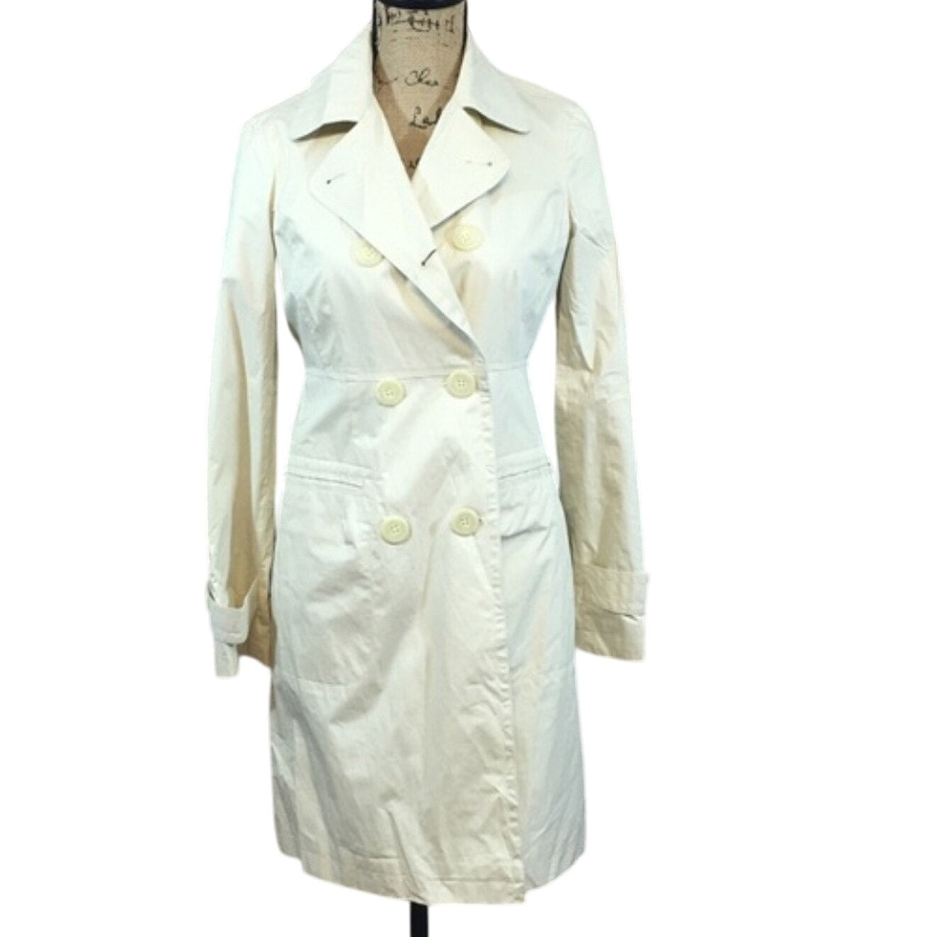 NWT Vince Cream Tan Fitted Peacoat Utility Duster Jacket Sage Lining Size 6