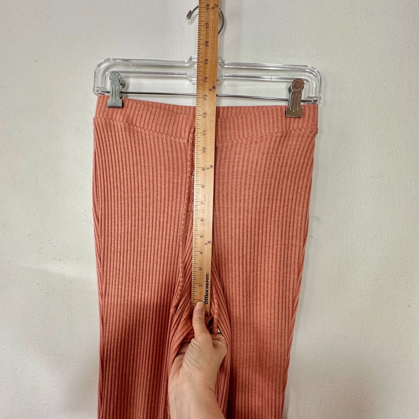 NWT Topshop Comfy Peach Ribbed Knit Flare Leg Lace-Up Front Tie Legging Pant 6