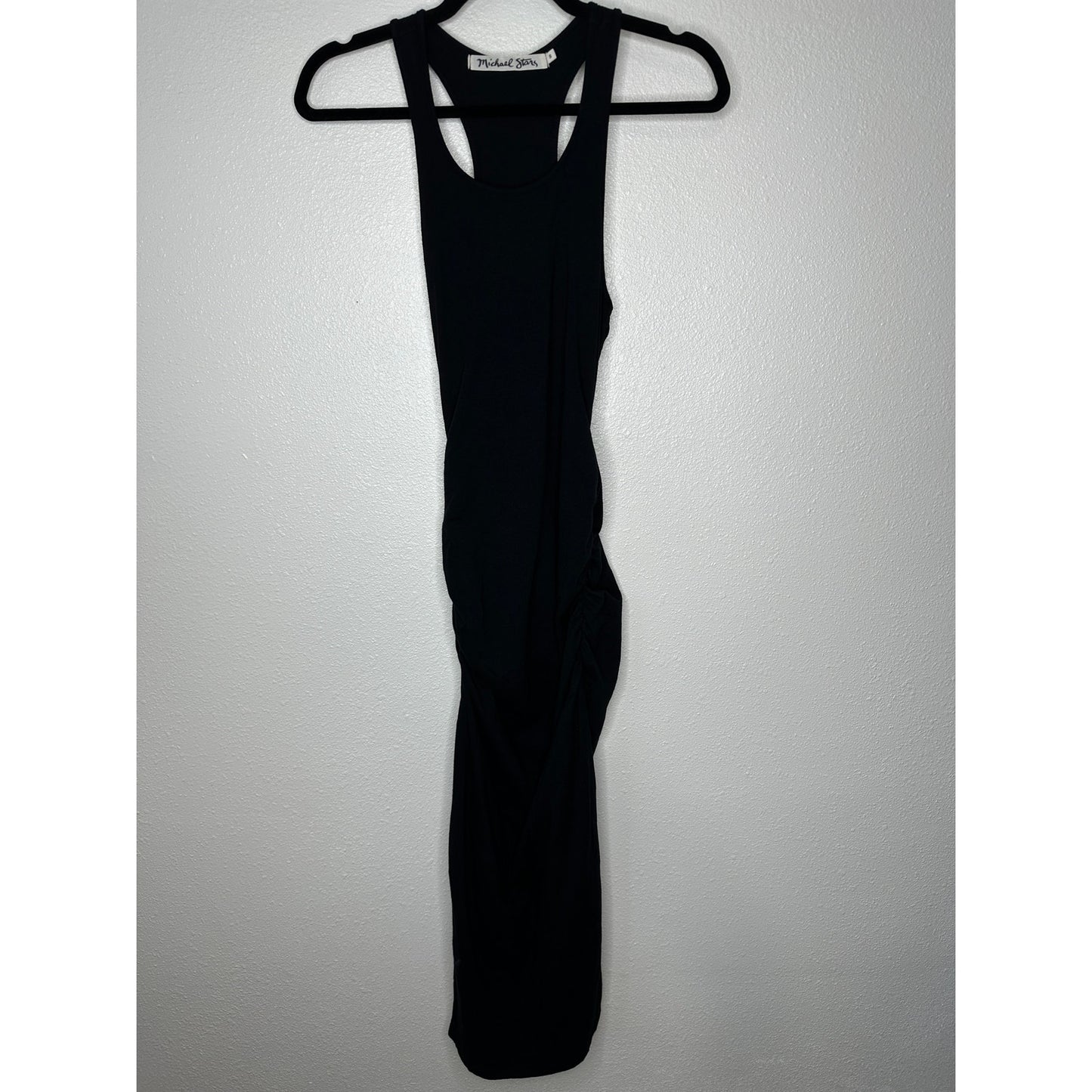 Michael Stars Black Midi Maxi Racerback Ruched Side Tank Dress Small