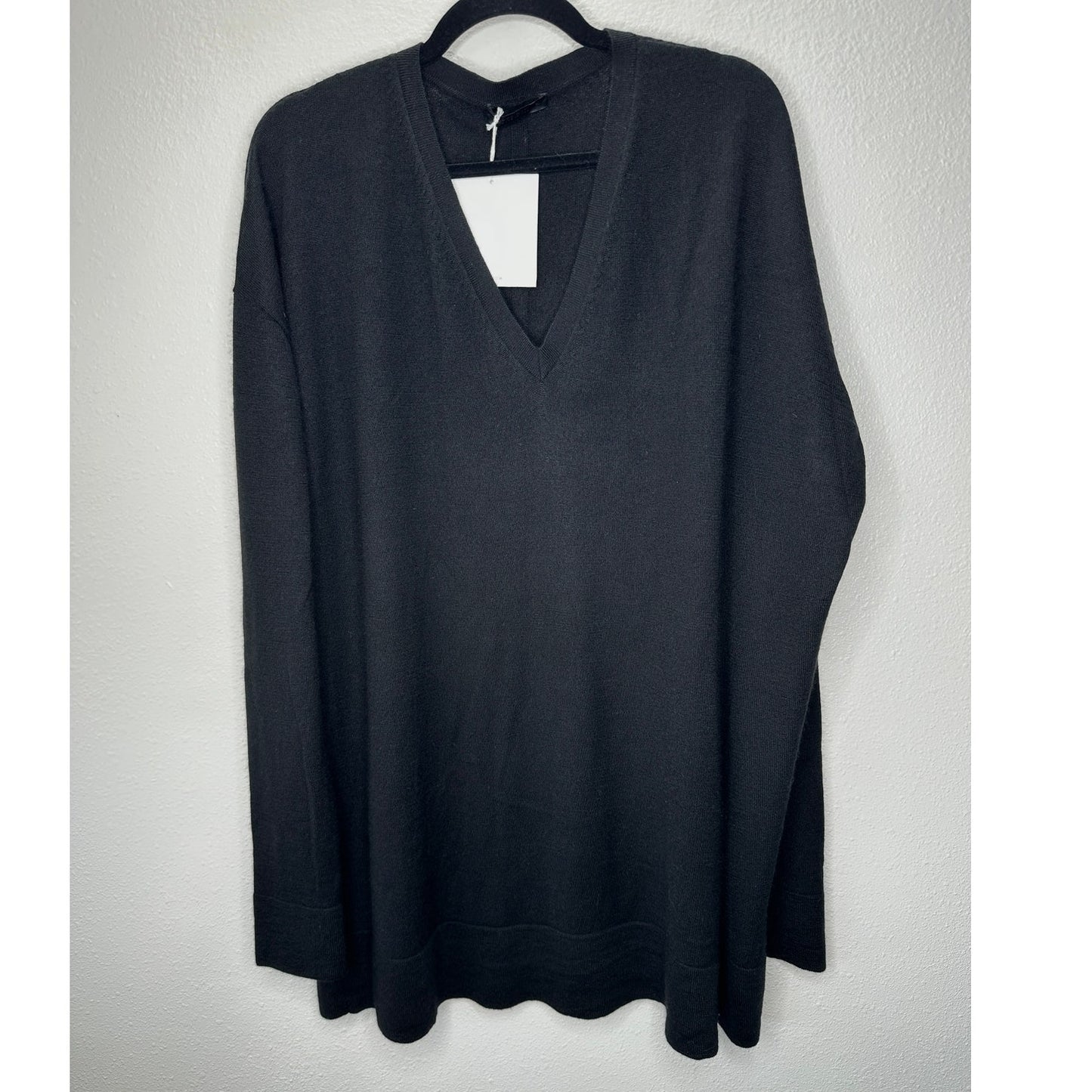 NWT The Row Black Amherst V-Neck Long Sleeve Cashmere Blend Sweater XL