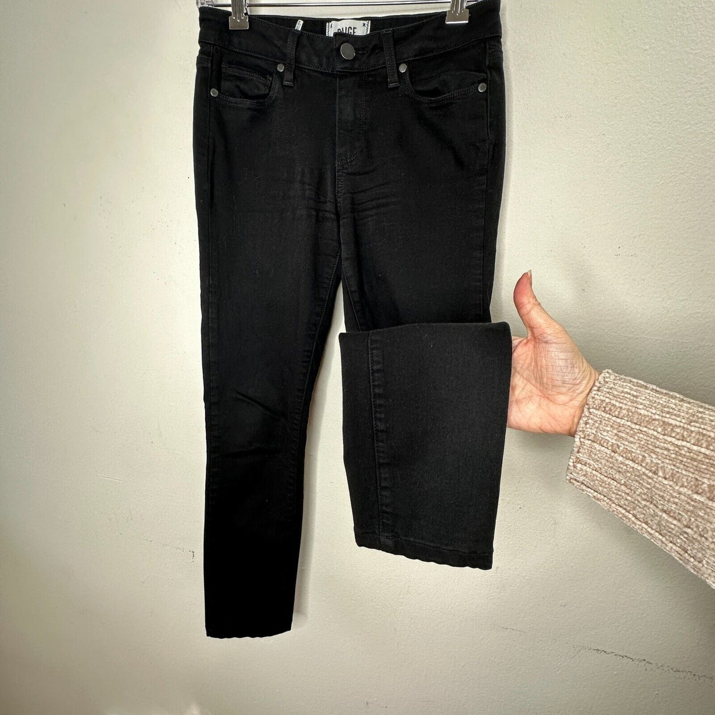 Paige Black Shadow Verdugo Ultra Skinny Jeans 5 Pocket Design Zip Fly Button 27