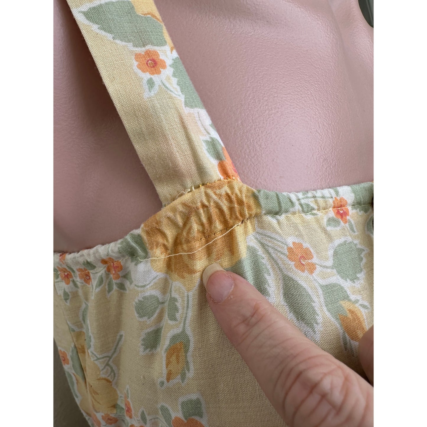 Tammy Vintage Yellow Floral Prairie Dress Women’s S Tie-Front Ruffle