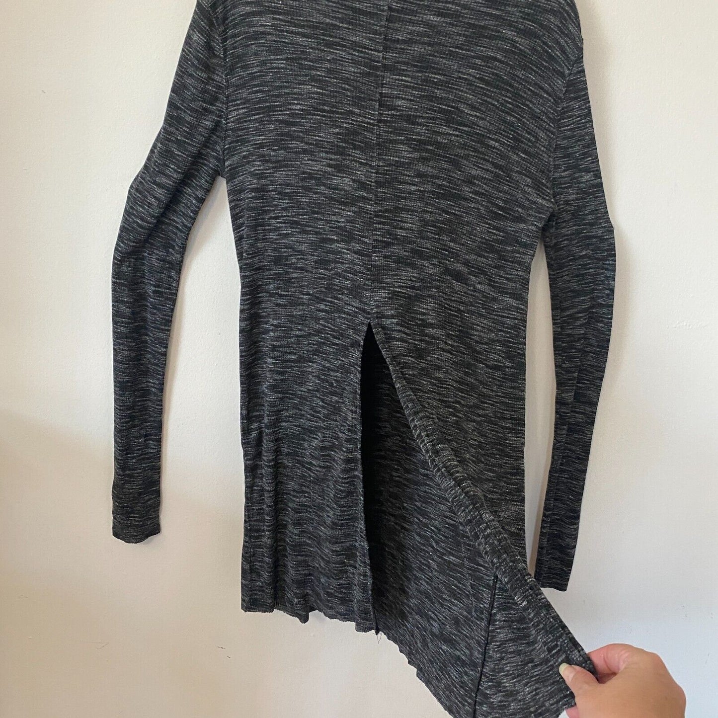 We The Free Stone Cold Split Back Long Sleeve Turtleneck Top Black Gray Medium