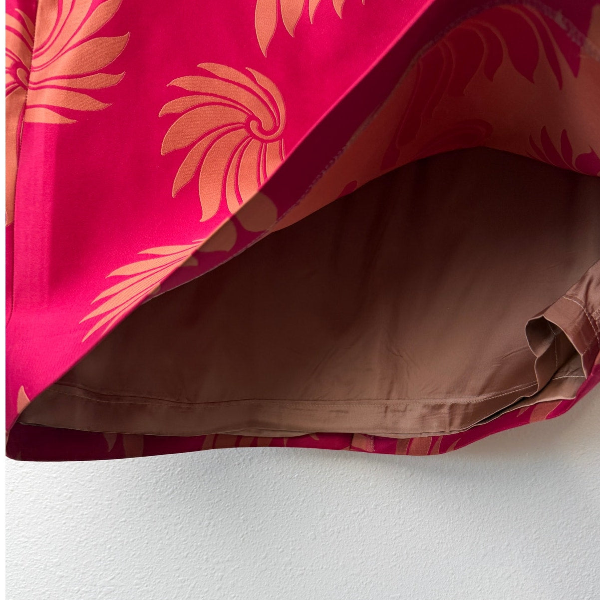 Dries Van Noten Fuchsia Peach Shell Silk Skirt US 12
