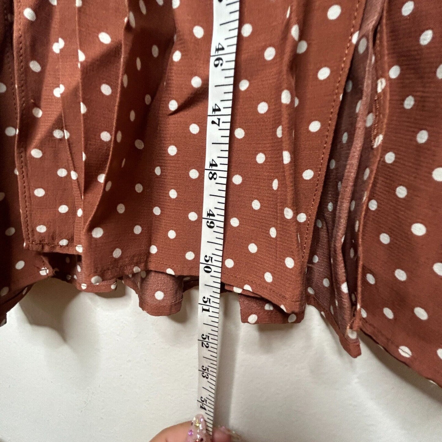 Topshop Brown Cream Polka-Dot 3/4 Sleeve Front Button Pleated Slit Maxi Dress 2