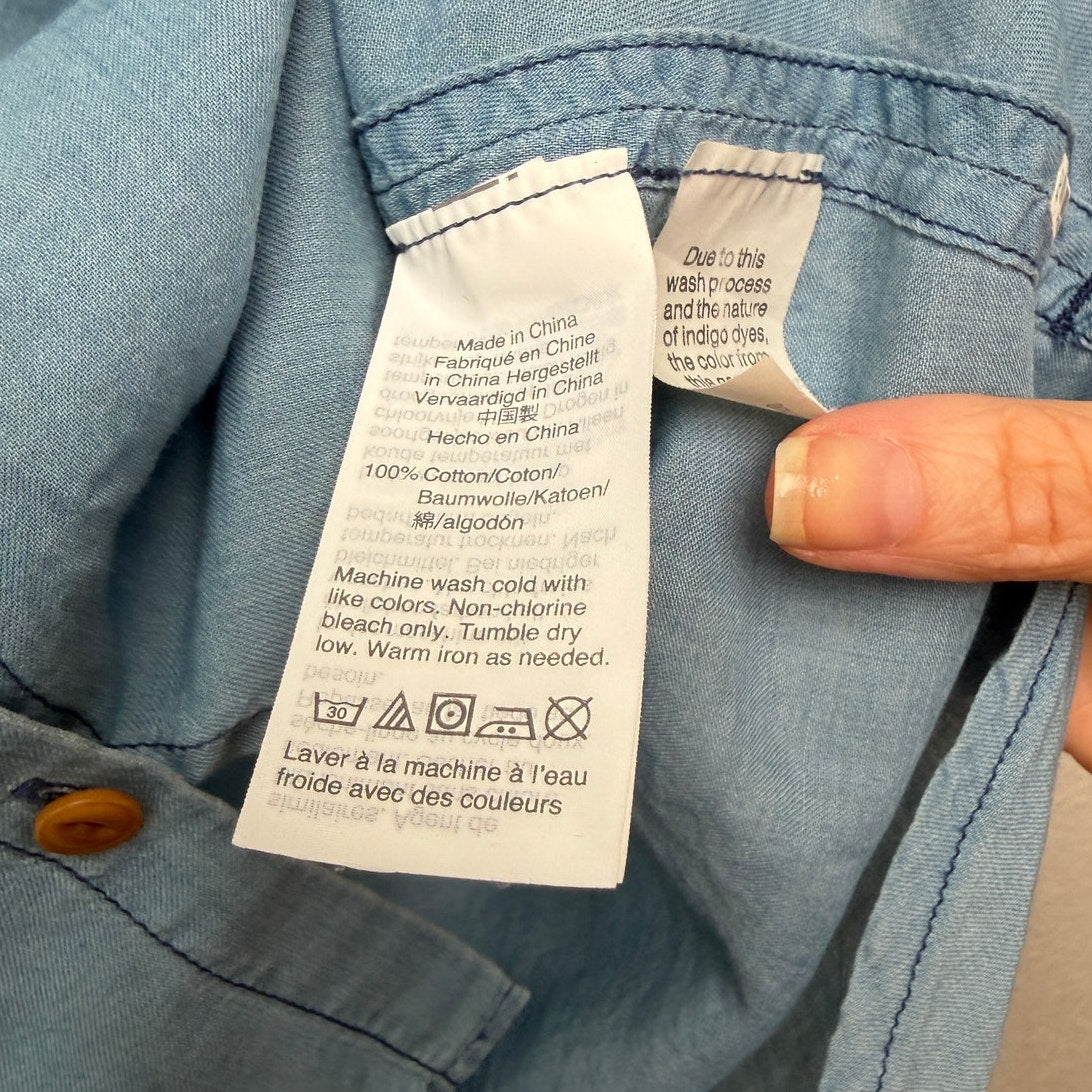 Madewell Central Shirt Bright Indigo Chambray Oversized Women's US XXS