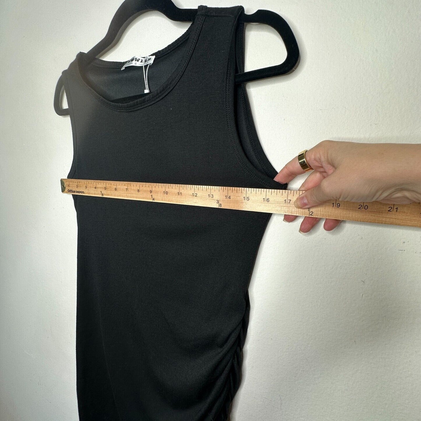 NWT Ecowish Black Sleeveless One-Side Ruche Round Neck Stretch Mini Small