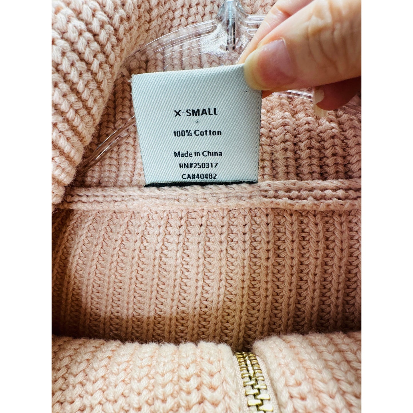 Varley Pink Mentone Half Zip Wide Collar Shaker Sweater XS