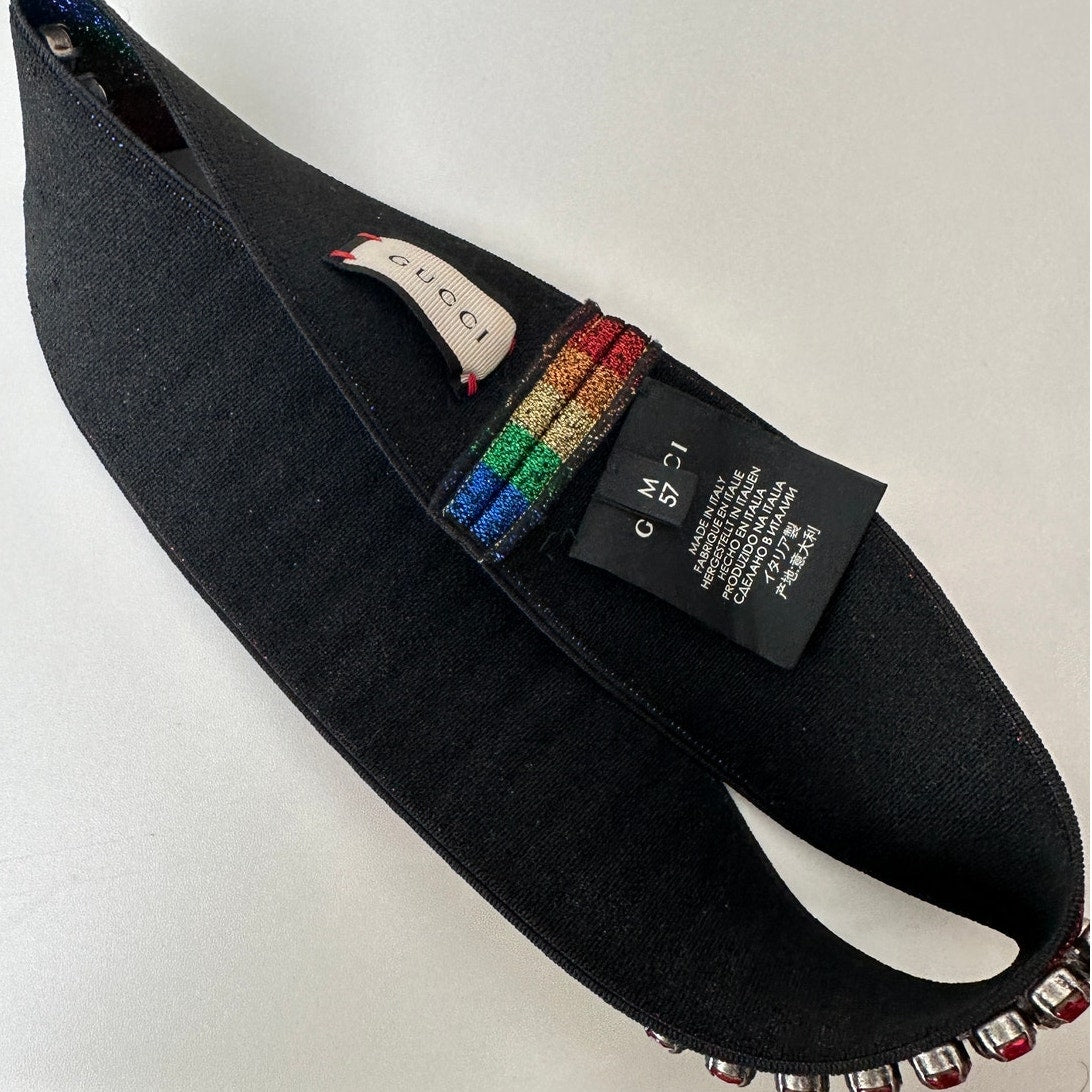 Gucci Multicolor Rhinestone Rainbow Stretch Headband
