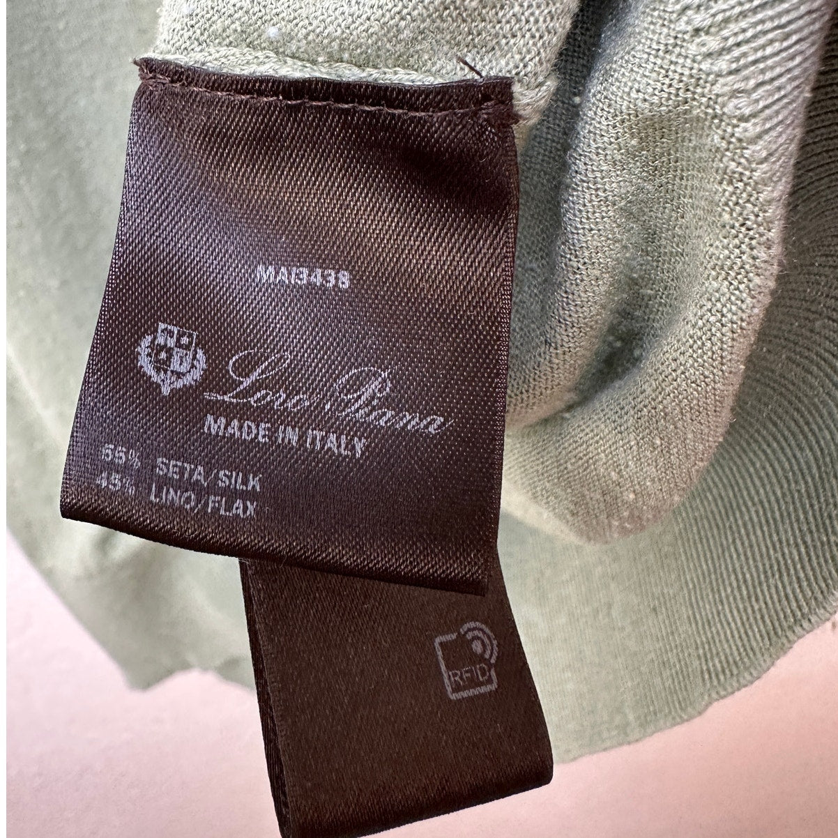 Loro Piana Polo Shirt Sage Green Mens US L Slub