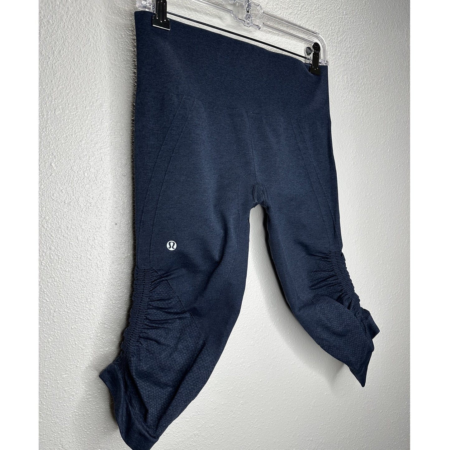 Lululemon In The FLow Slate Blue Gray Side Ruche Crop Yoga Pant 8