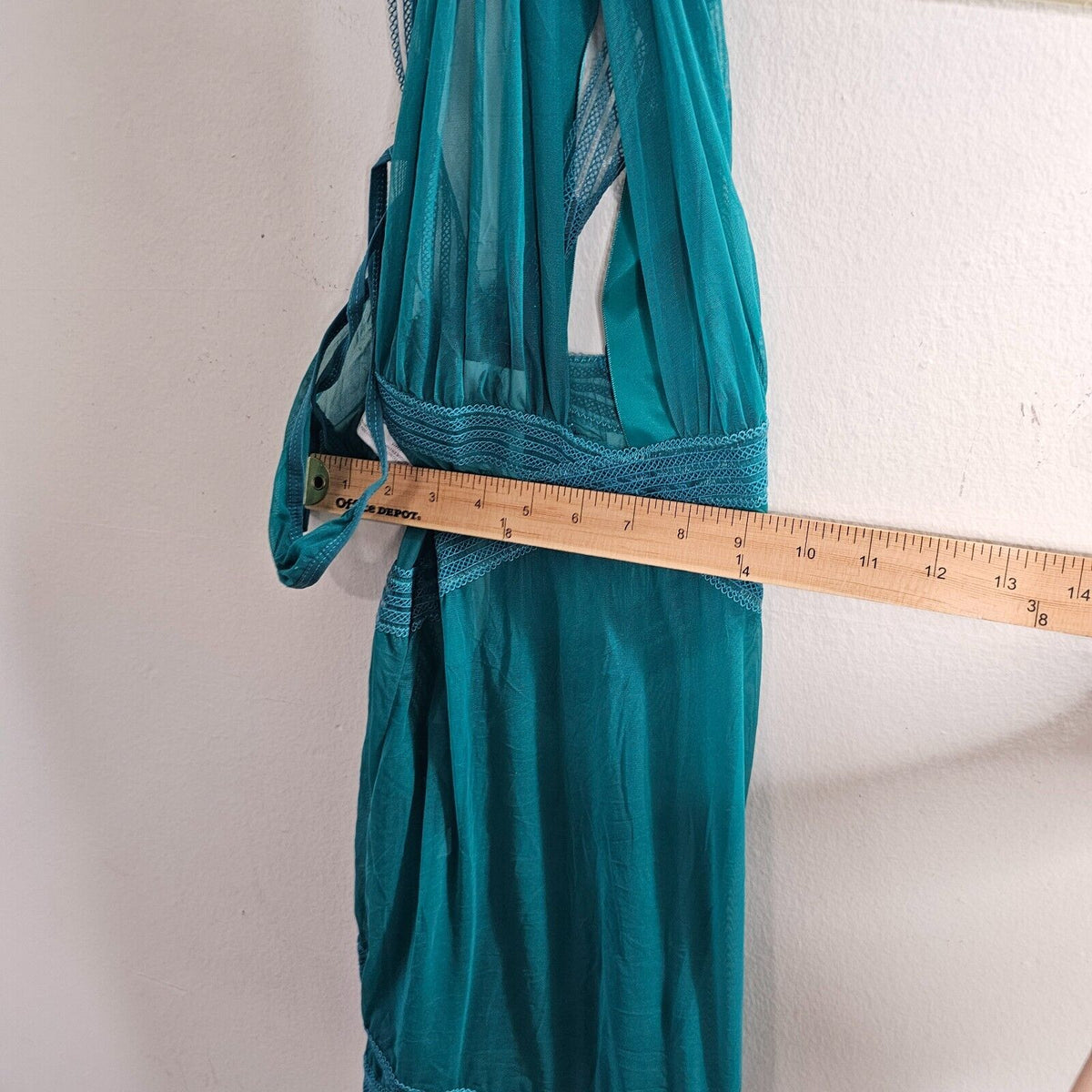 NWT Oh La La Cheri Fanfare Aqua Babydoll Lingerie Nighty Detail & G-String OS