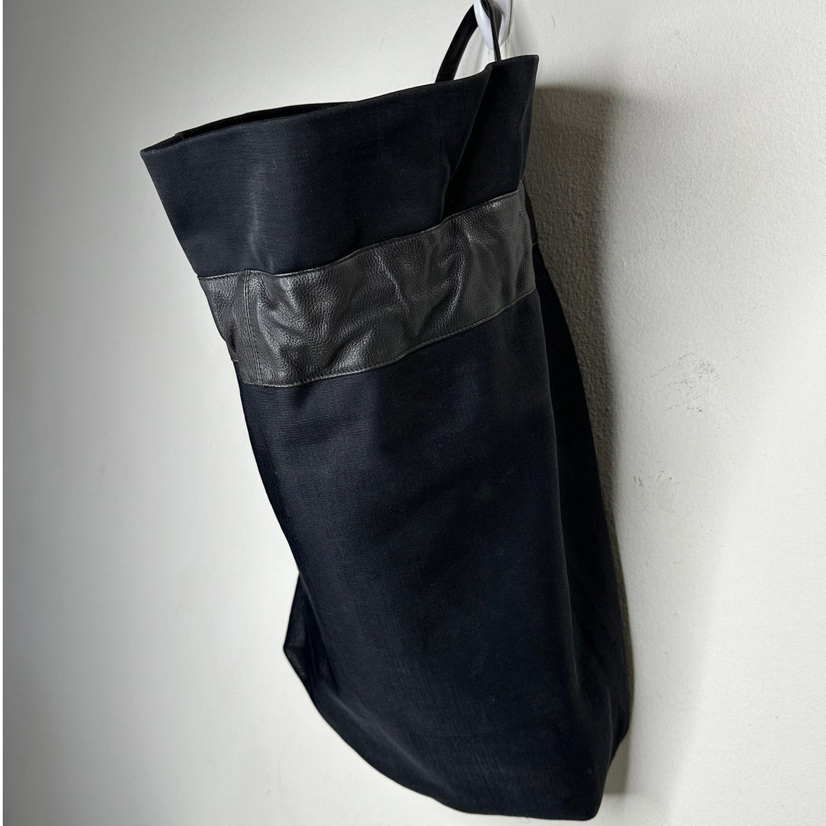 Large Black Canvas & Patent Leather Tote Bag Backpack