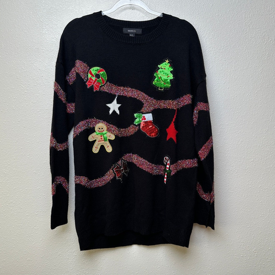 Forever 21 Plus 2X Black Sequin Ugly Christmas Sweater Dress