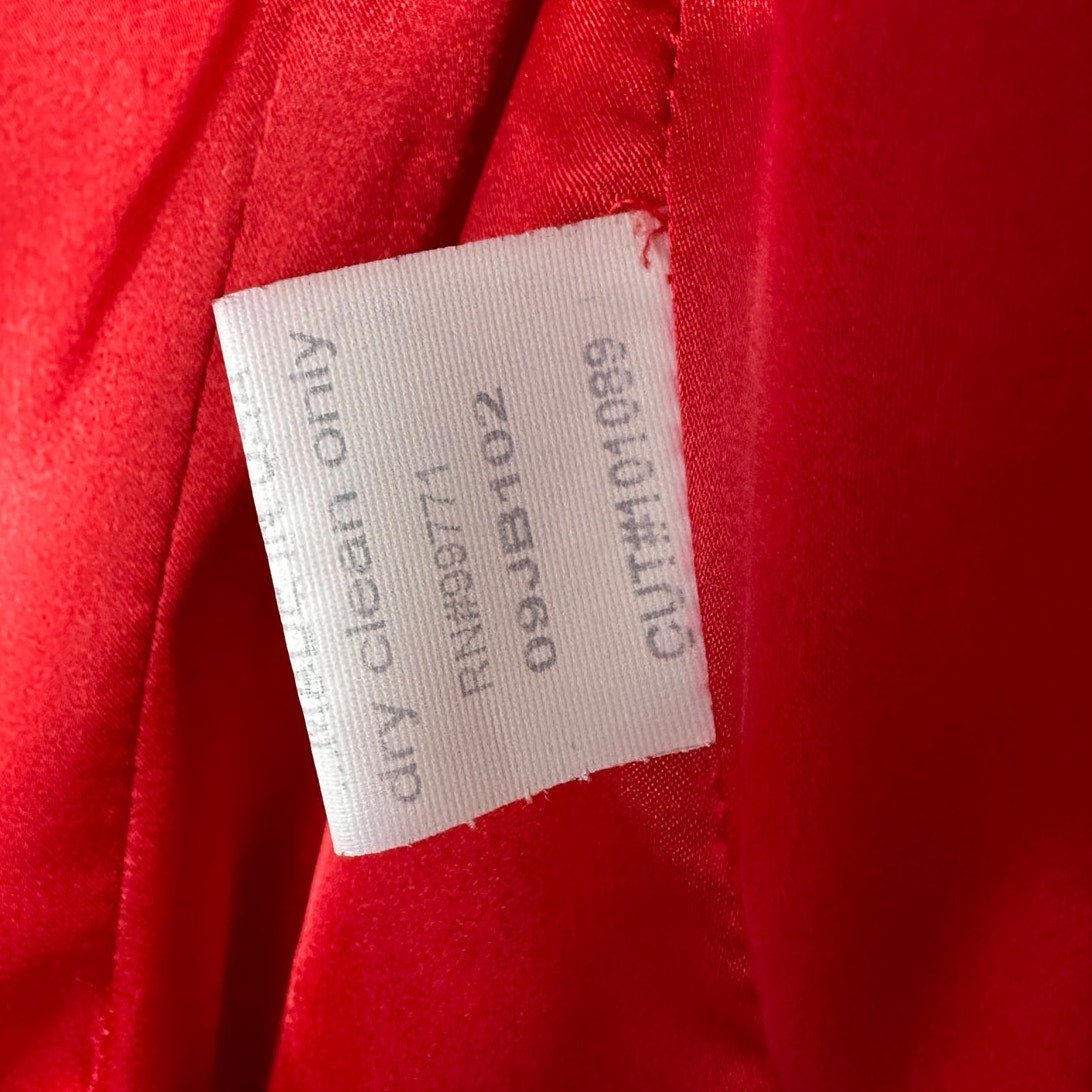 William B Cherry Red 100% Leather Moto Jacket Front Zip Silk Lining S