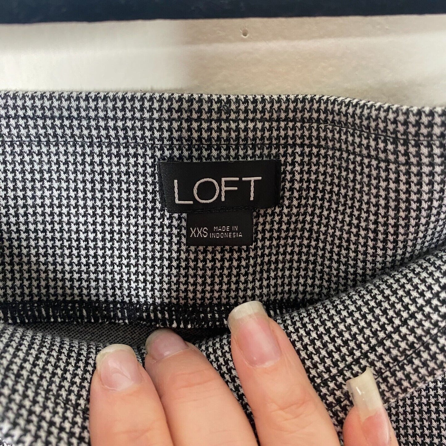Loft Black White Gray Houndstooth Ankle Button Skinny Stretch Pant Jeggings XXS